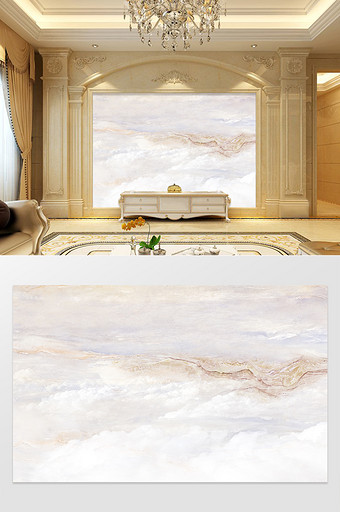 高清3D大理石纹山水花日出背景墙云天石海图片