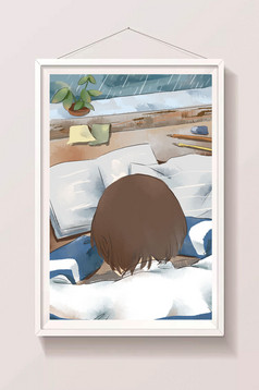 手绘水彩金色花卉风景