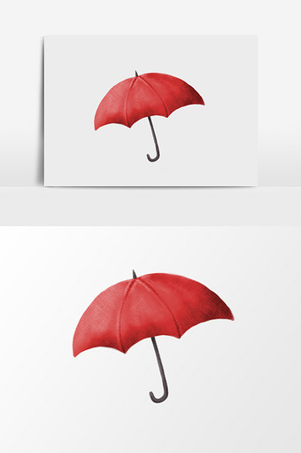 手绘水彩红色雨伞图片