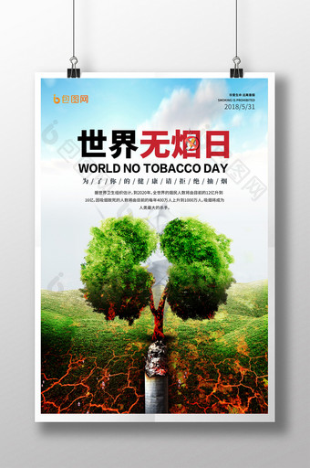 创意请勿吸烟禁止吸烟世界无烟日公益海报图片
