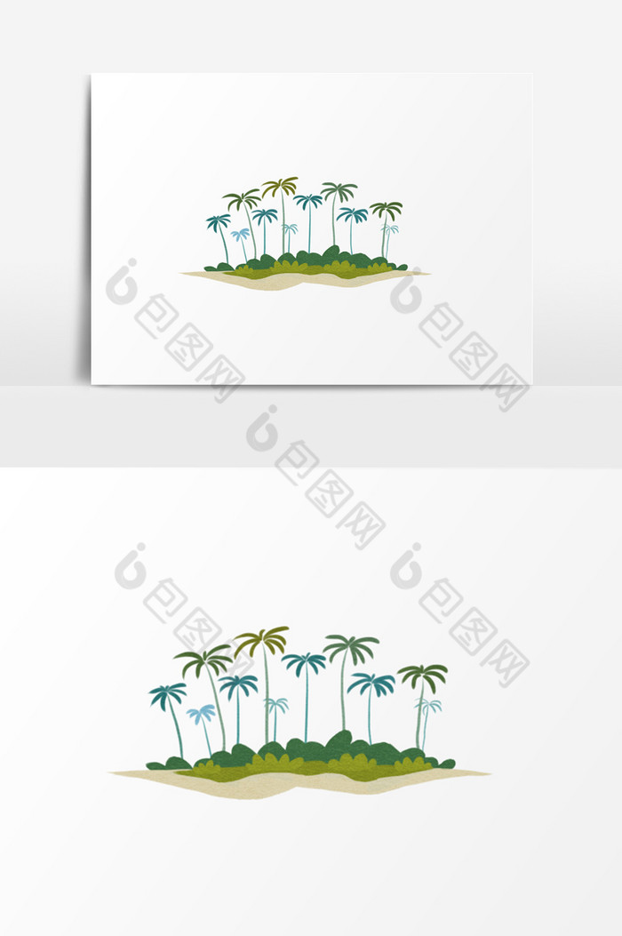 热带树叶水彩画图片