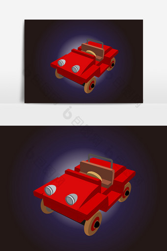 红色卡通轿车元素图片