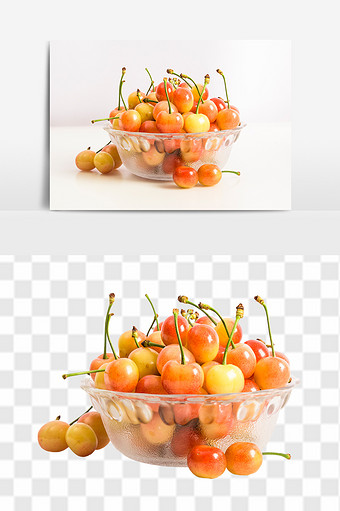 新鲜黄蜜大樱桃高清水果元素食品素材图片