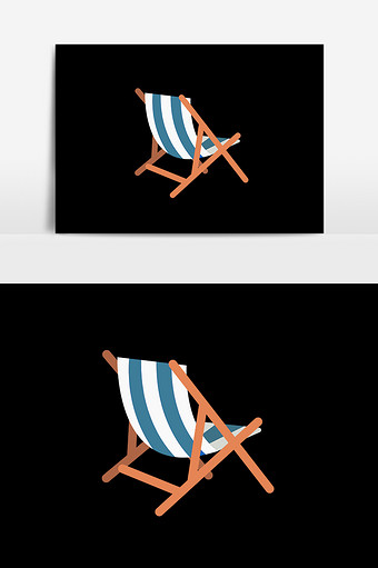 卡通扁平沙滩躺椅元素图片