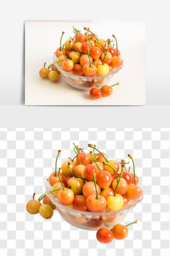 新鲜大樱桃高清水果元素食品素材图片