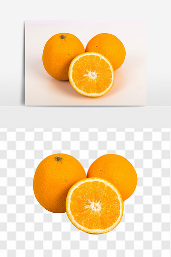 新鲜切开进口橙子高清食品素材水果元素图片