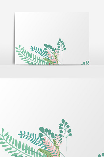 水彩手绘绿色叶子插画元素素材图片
