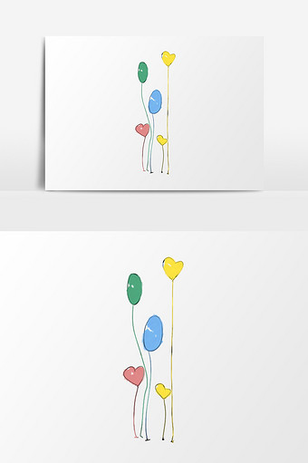 水彩卡通气球插画元素素材图片