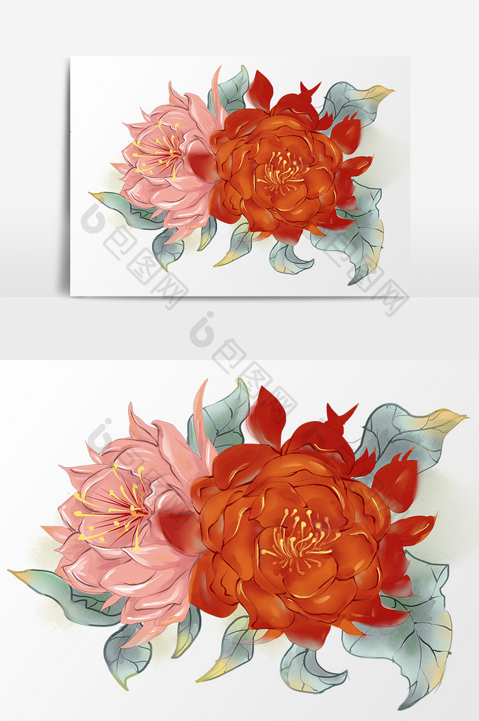 水彩手绘鲜花插画