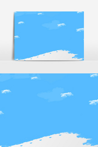 蓝色天空云朵插画元素素材图片