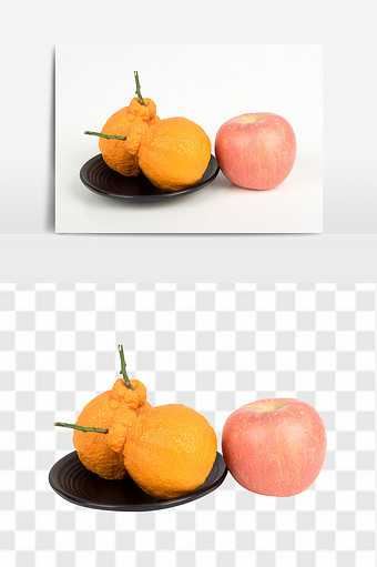 新鲜橘子丑橘苹果拼盘高清水果组合元素图片