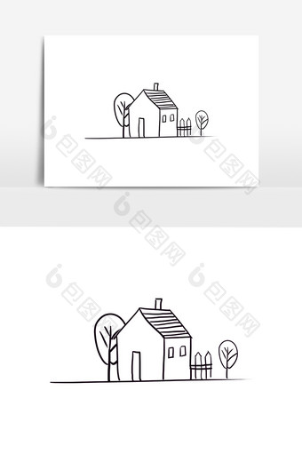 手绘卡通矢量房子元素图片