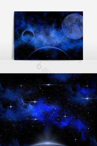 蓝色星辰光效光斑元素图片