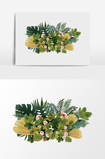 水彩手绘装饰植物叶子图片