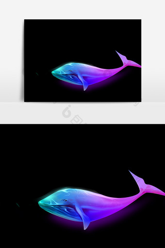炫酷水彩大鱼元素素材图片