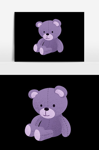 蓝色毛绒玩具熊插画元素素材图片
