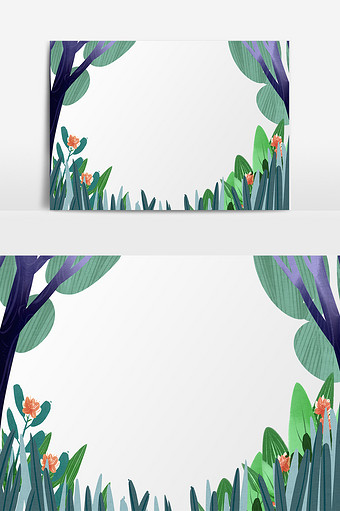 绿色植物叶子插画元素素材图片
