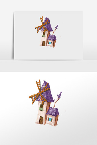 复古碉堡卡通小清晰紫色图片