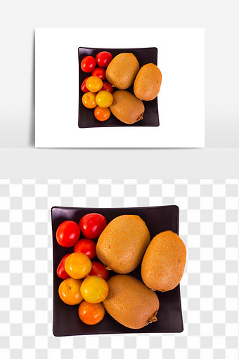 新鲜泥猴桃圣女果三华李水果组合元素图片