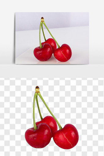 新鲜红色大樱桃免抠透底png高清水果元素图片