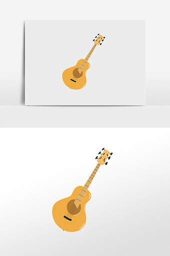 卡通可爱木吉他插画元素图片