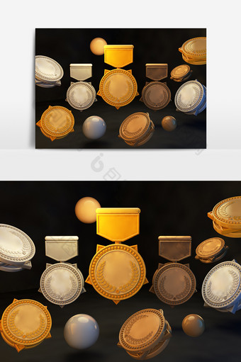 C4D原创金牌银牌铜牌元素设计图片