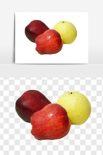 美味多汁苹果梨组合水果元素图片