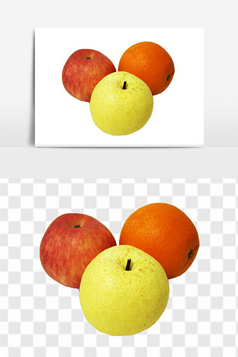鲜香甜美苹果梨橙子组合水果元素图片