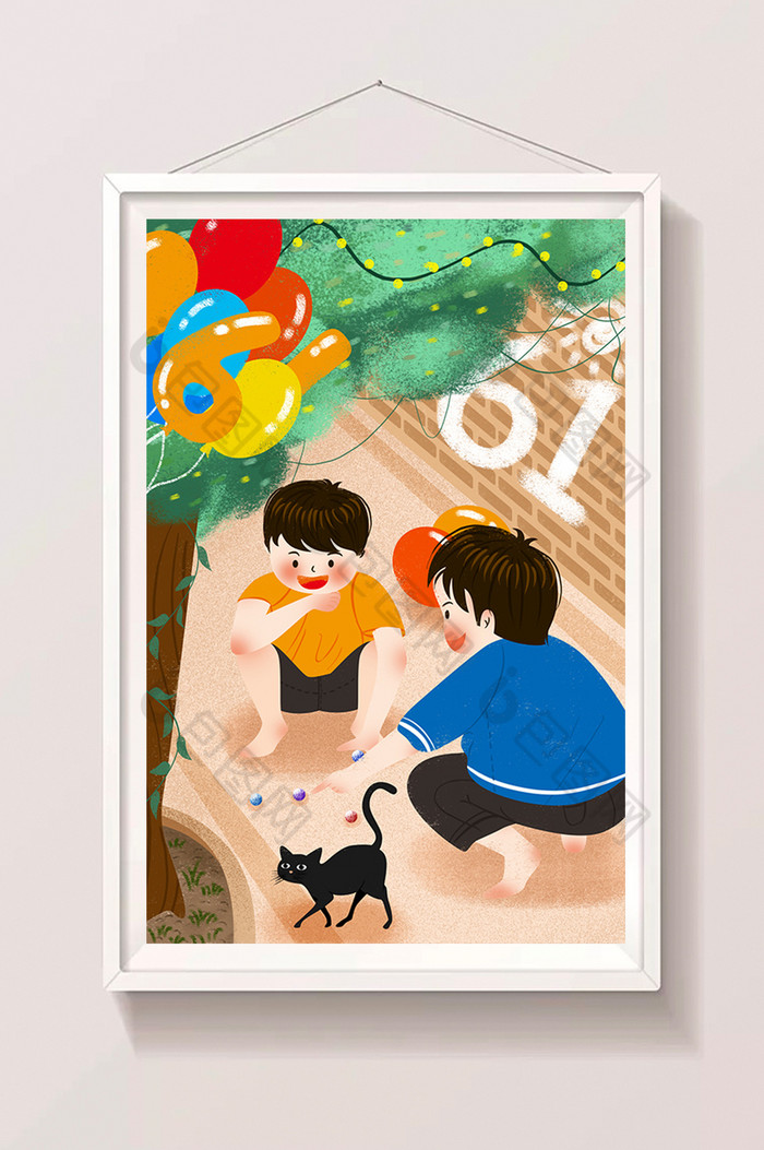 儿童节促销插画海报插画设计图片