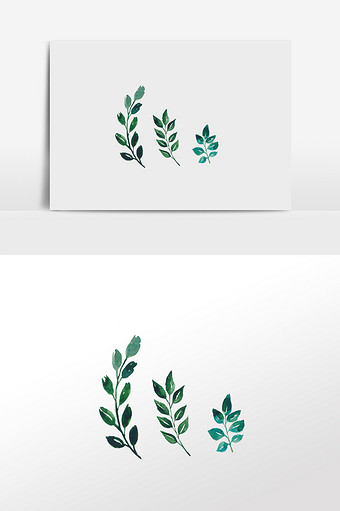 唯美绿色小植物水彩插画素材图片