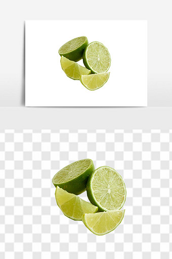 绿色青柠檬切片元素图片