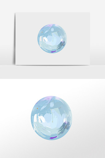蓝粉紫色透明质感玻璃球插画元素图片