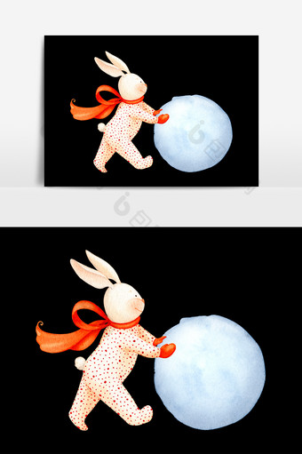 卡通圣诞装饰兔子元素素材图片
