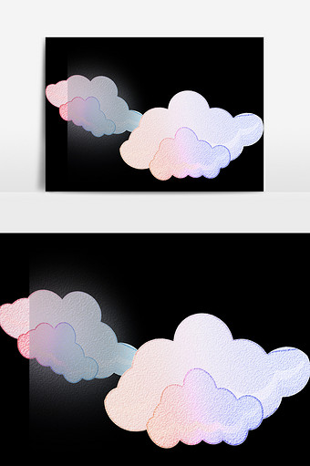 水彩涂鸦天空装饰云层插画元素素材图片