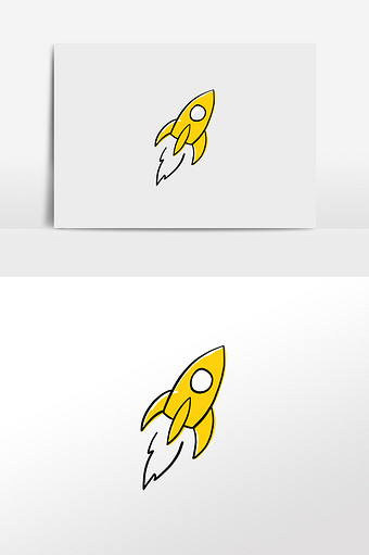 手绘卡通可爱小火箭飞船插画元素图片