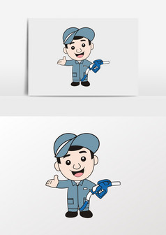 卡通加油工油站工作人员形像