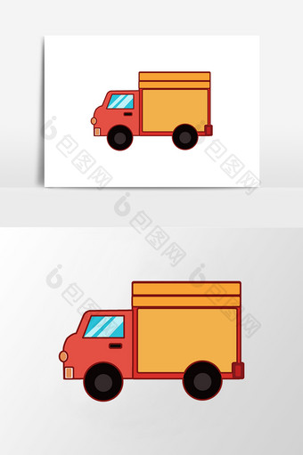 粉色小货车运输汽车元素图片