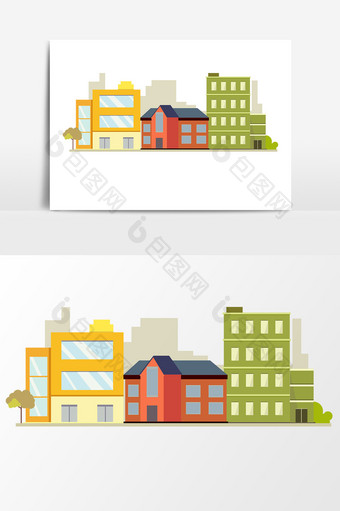 扁平化小区建筑群元素图片