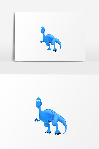 手绘蓝色恐龙插画元素图片