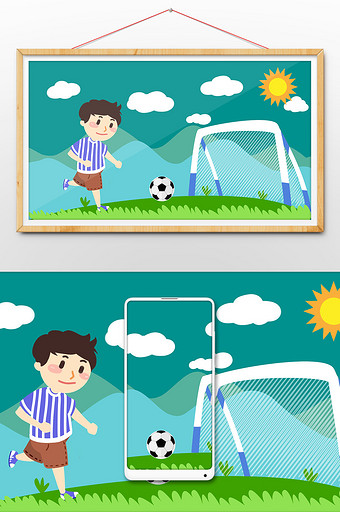 世界杯足球少年训练插画图片