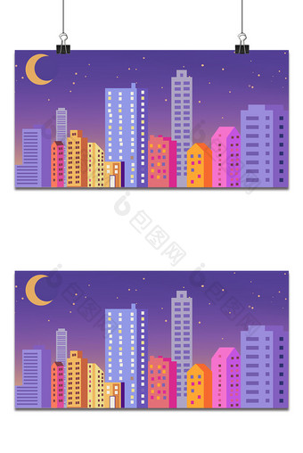 紫色背景建筑群设计背景图片