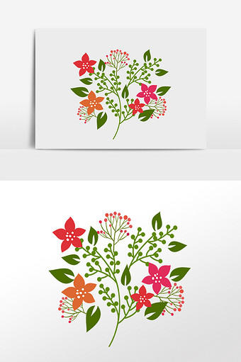 清新扁平化花朵植物插画元素图片