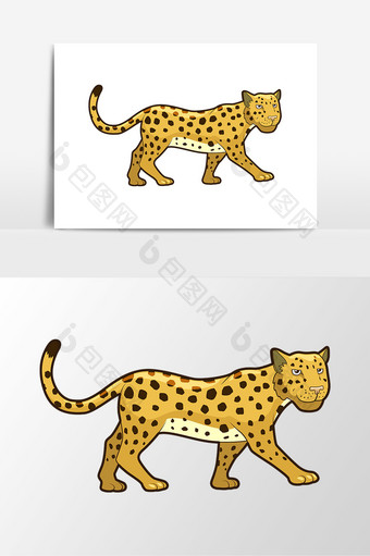 卡通矢量动物斑点可爱豹子素材元素图片