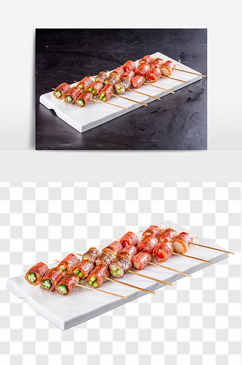 日式烤肉串组合料理元素图片