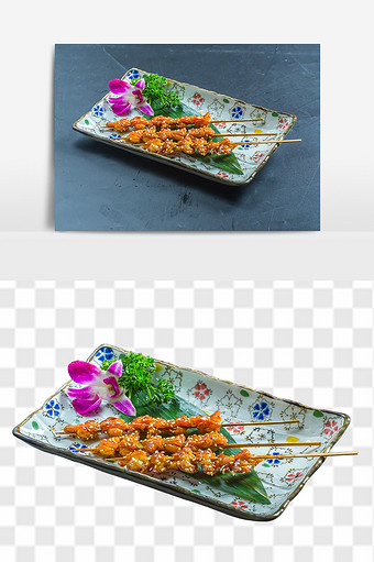 日式烤肉串料理元素图片