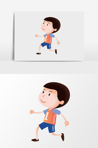 卡通漫画赛跑小男孩图片下载