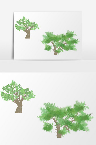 夏天树木插画元素素材图片