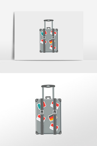 清新行李箱插画元素图片