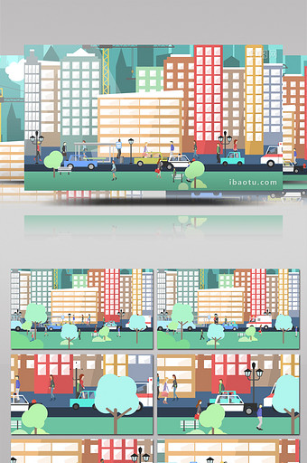 扁平矢量城市建筑商业MG图形动画AE模板图片