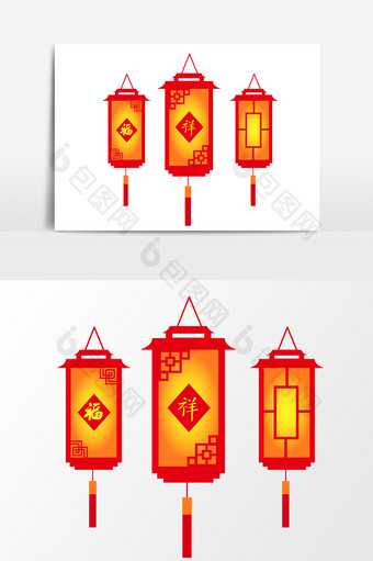 中式灯笼装饰矢量元素图片